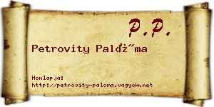 Petrovity Palóma névjegykártya